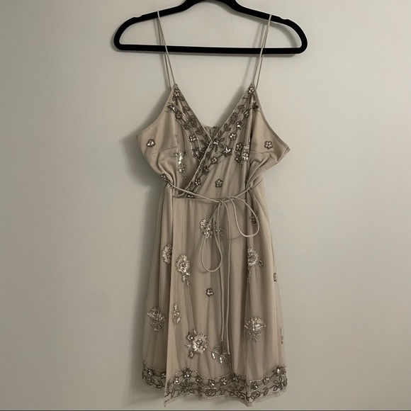 Altar’d State Grace Beaded Grey Mini Dress - Picture 2 of 11